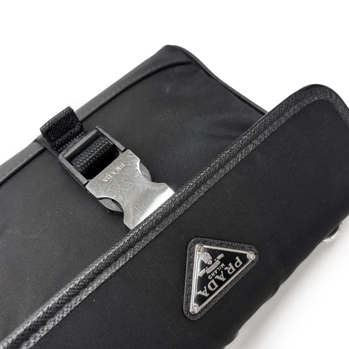 Smartphone case Shoulder Bag Nylon Saffiano Leather Nero 2ZH108