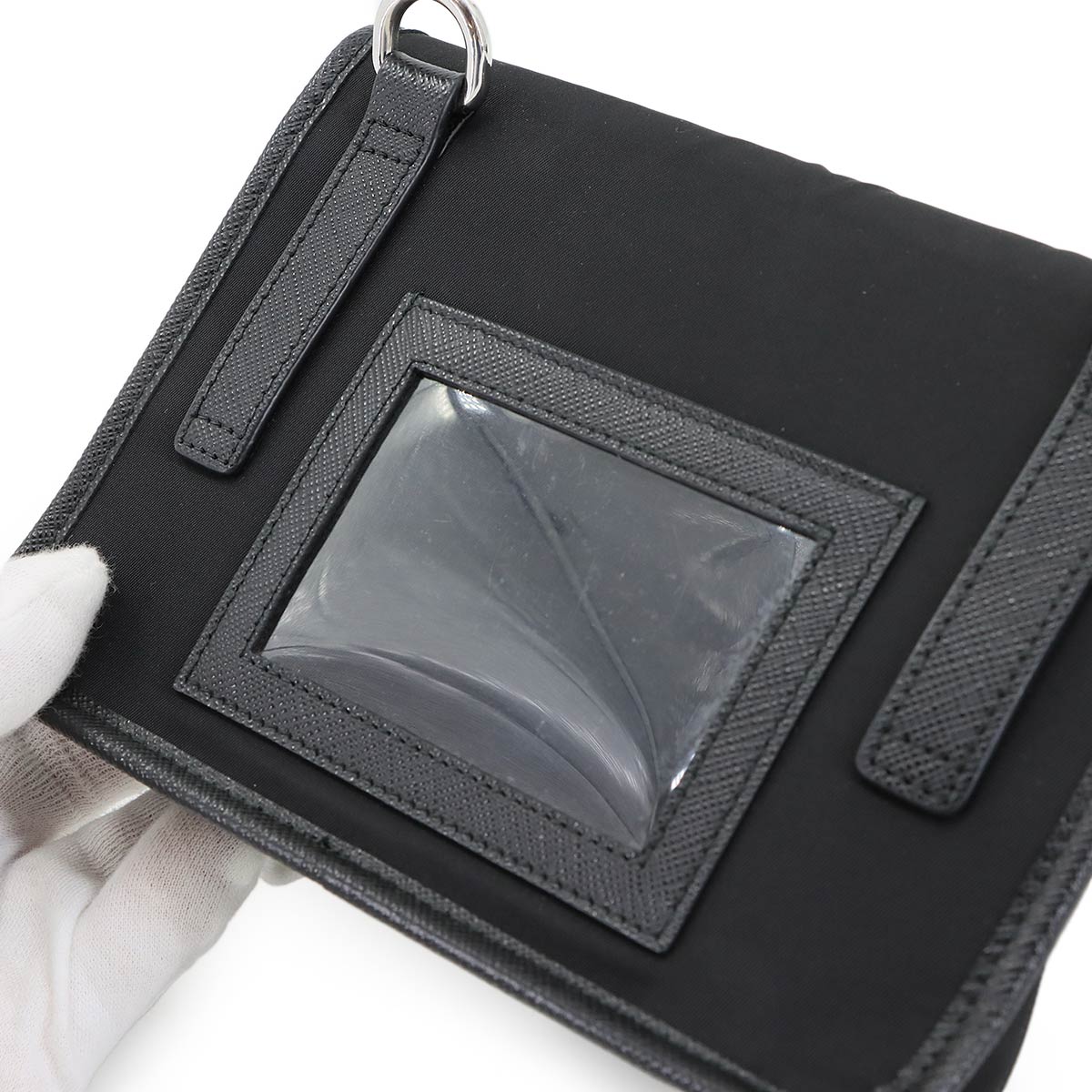 Smartphone case Shoulder Bag Nylon Saffiano Leather Nero 2ZH108