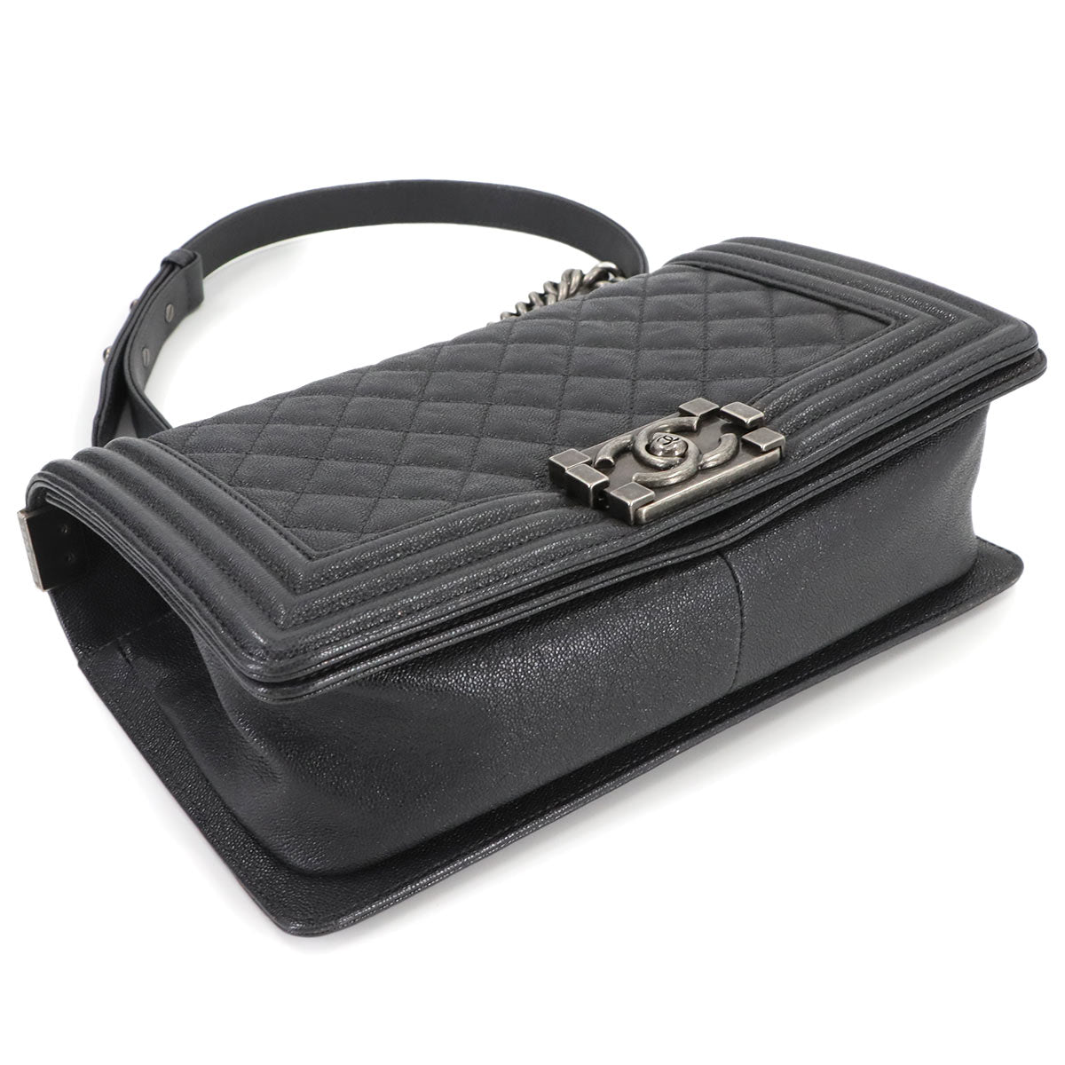 BOY CHANEL Chain Shoulder Bag Leather Black A67086