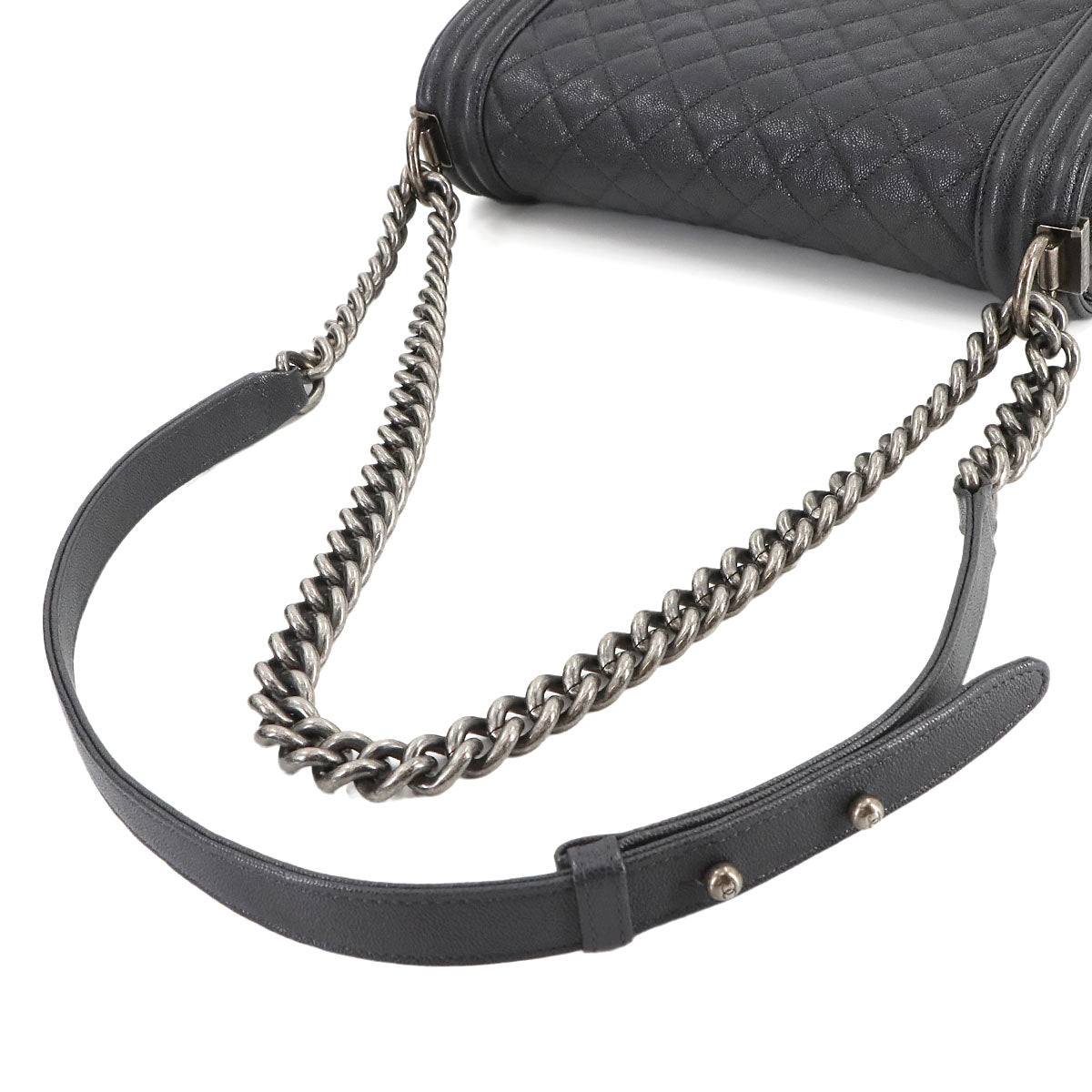 BOY CHANEL Chain Shoulder Bag Leather Black A67086