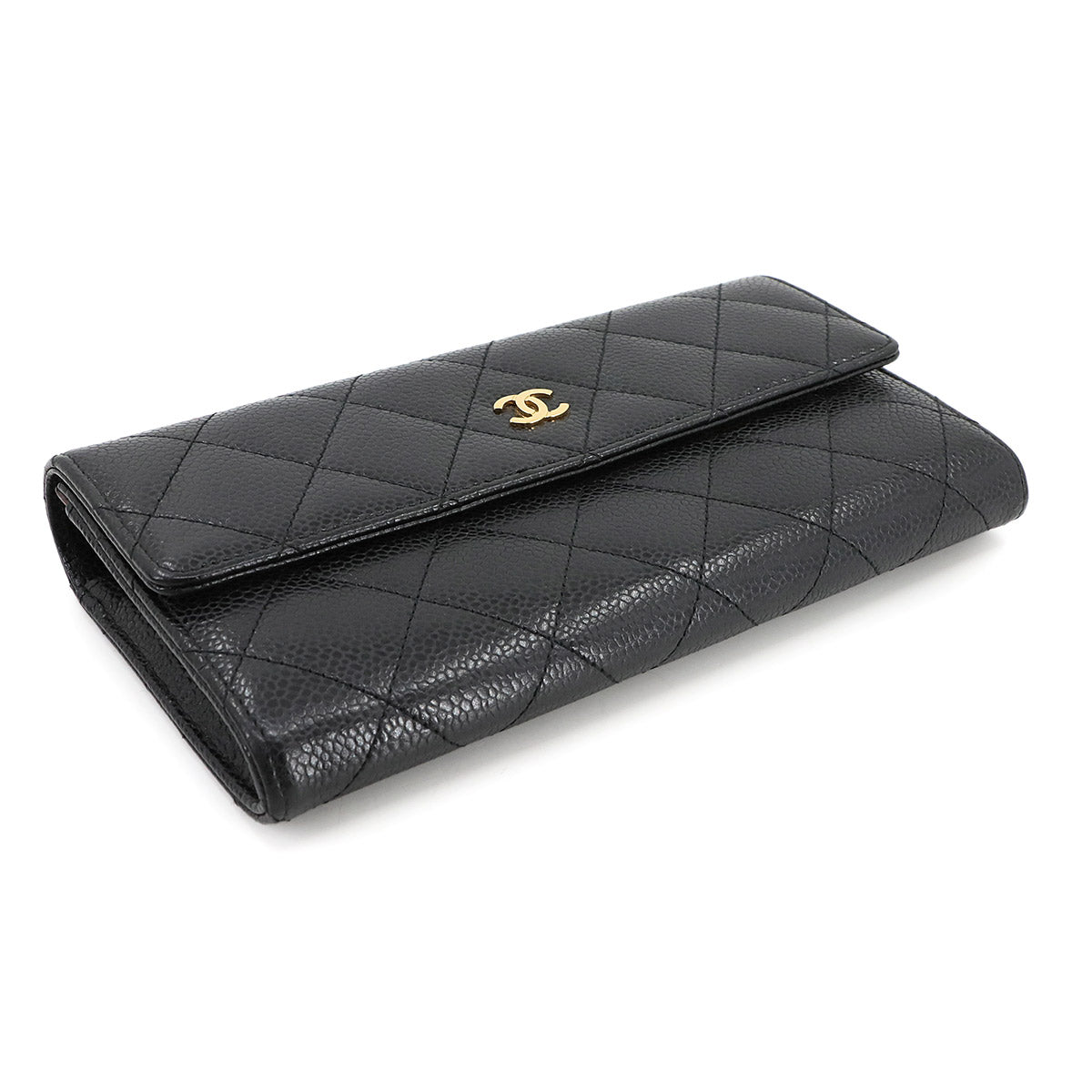 Matelasse Long Wallet Leather Black A50096 Purse