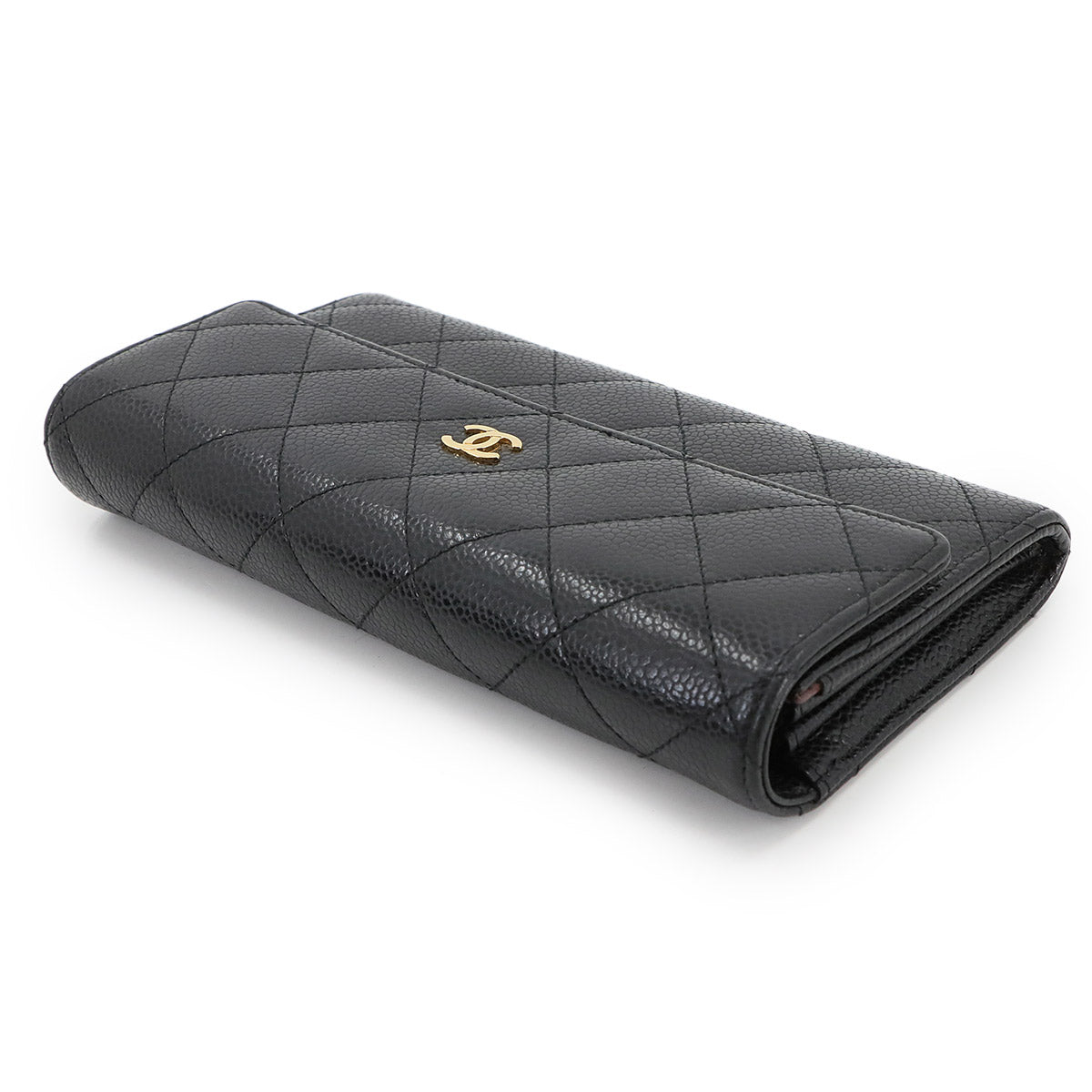 Matelasse Long Wallet Leather Black A50096 Purse
