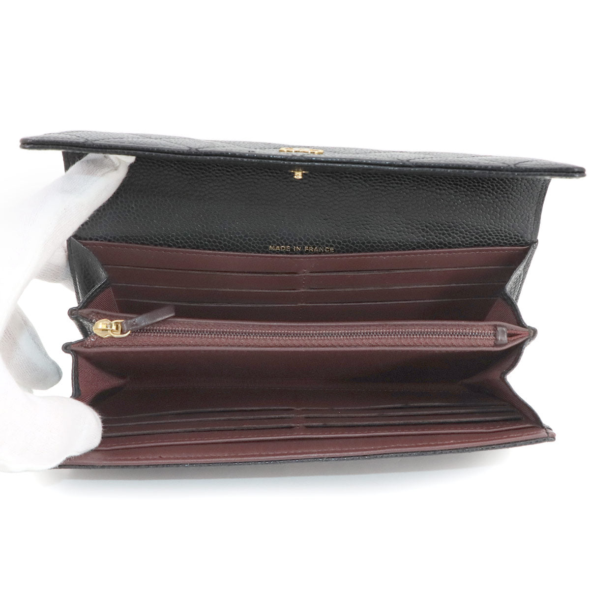 Matelasse Long Wallet Leather Black A50096 Purse