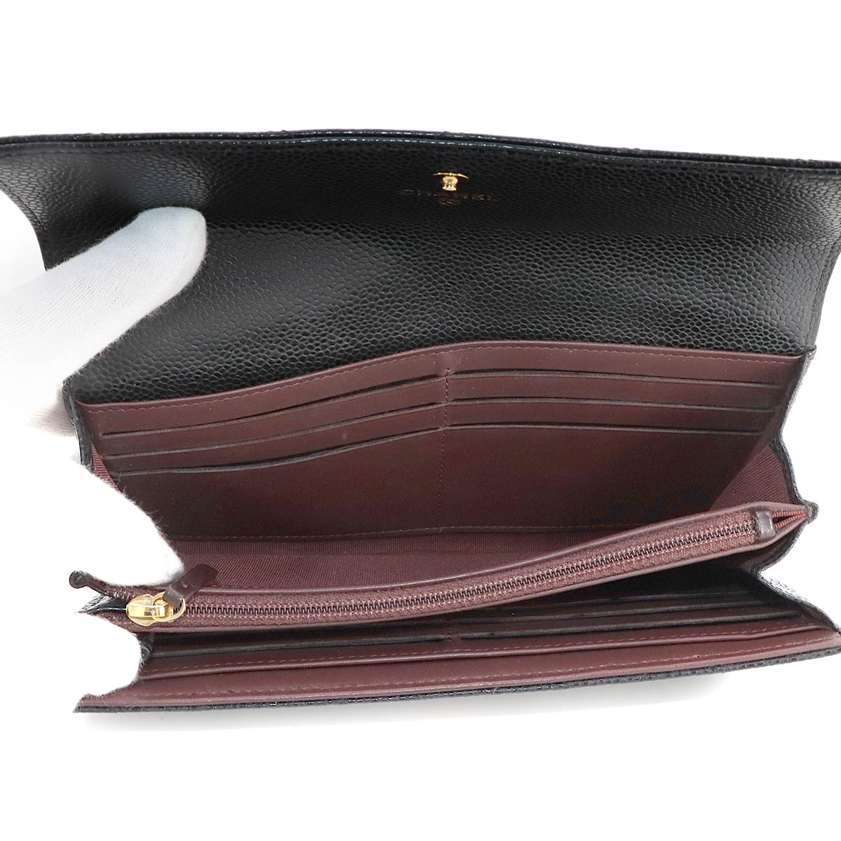 Matelasse Long Wallet Leather Black A50096 Purse
