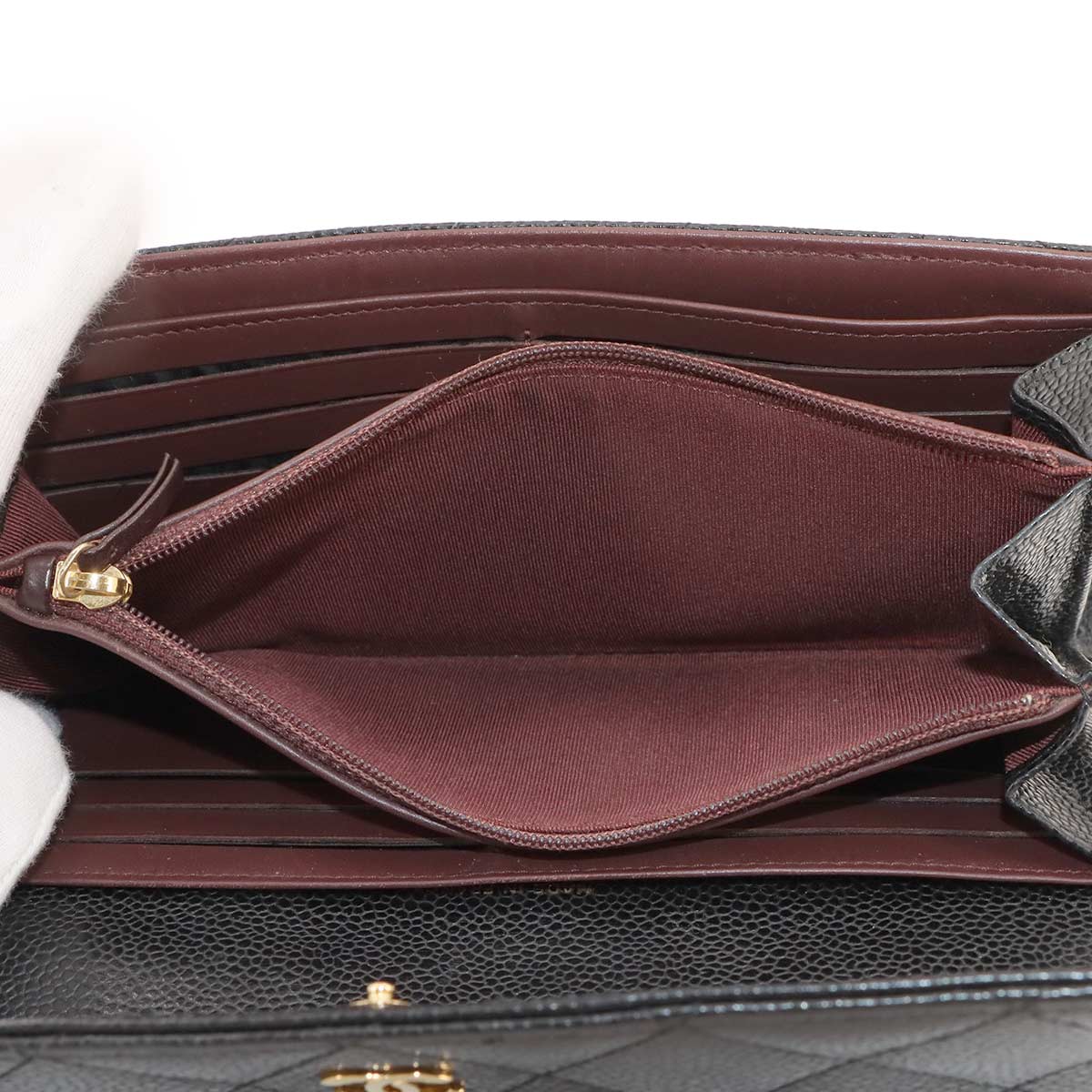 Matelasse Long Wallet Leather Black A50096 Purse