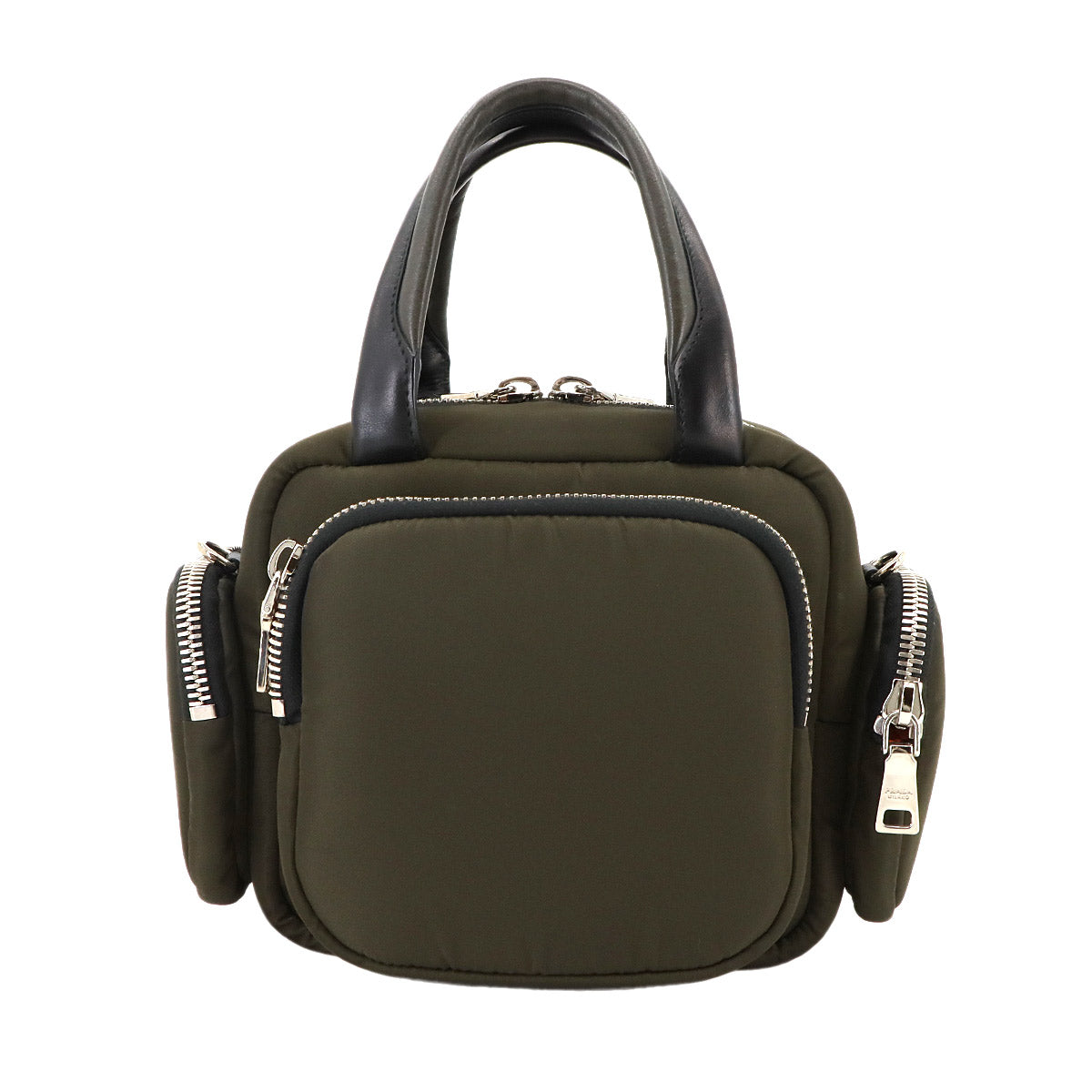 Hand Shoulder Bag Nylon Leather Khaki 1BB061 Purse