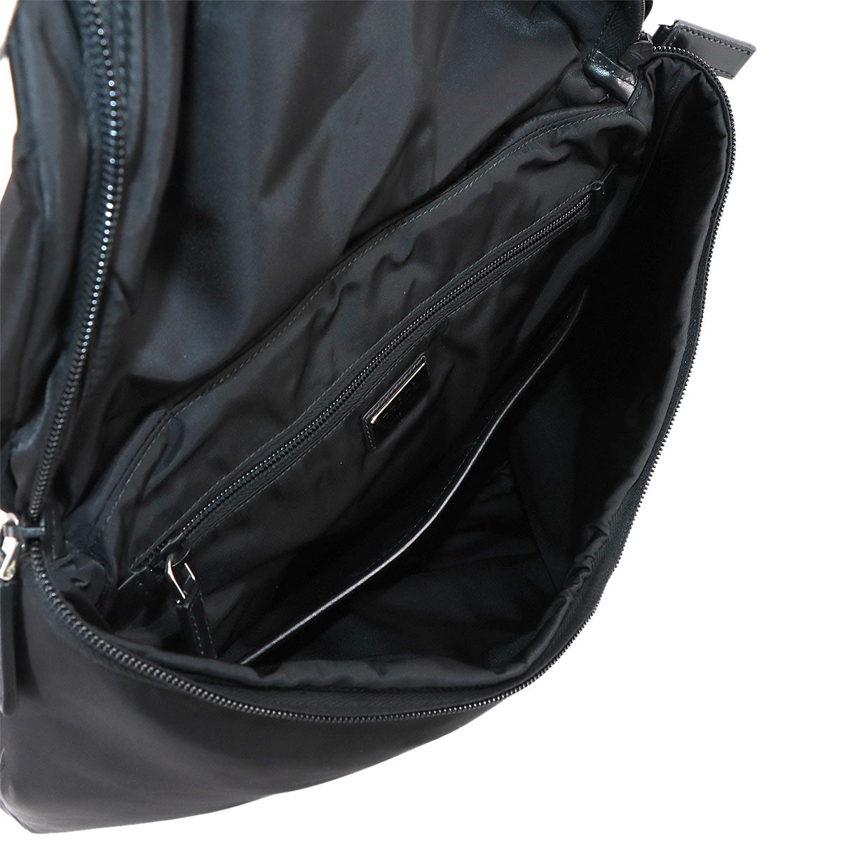 Backpack Nylon Leather Nero Black 2VZ095 Purse