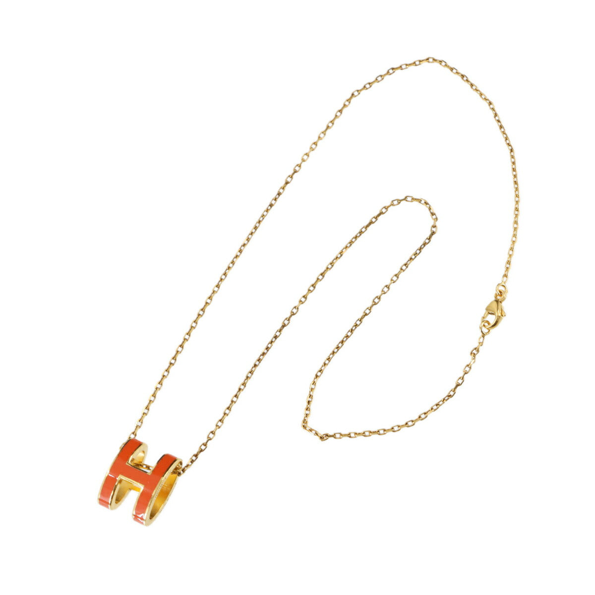 Pop H Chain Necklace Orange graffiti Gold Accessory