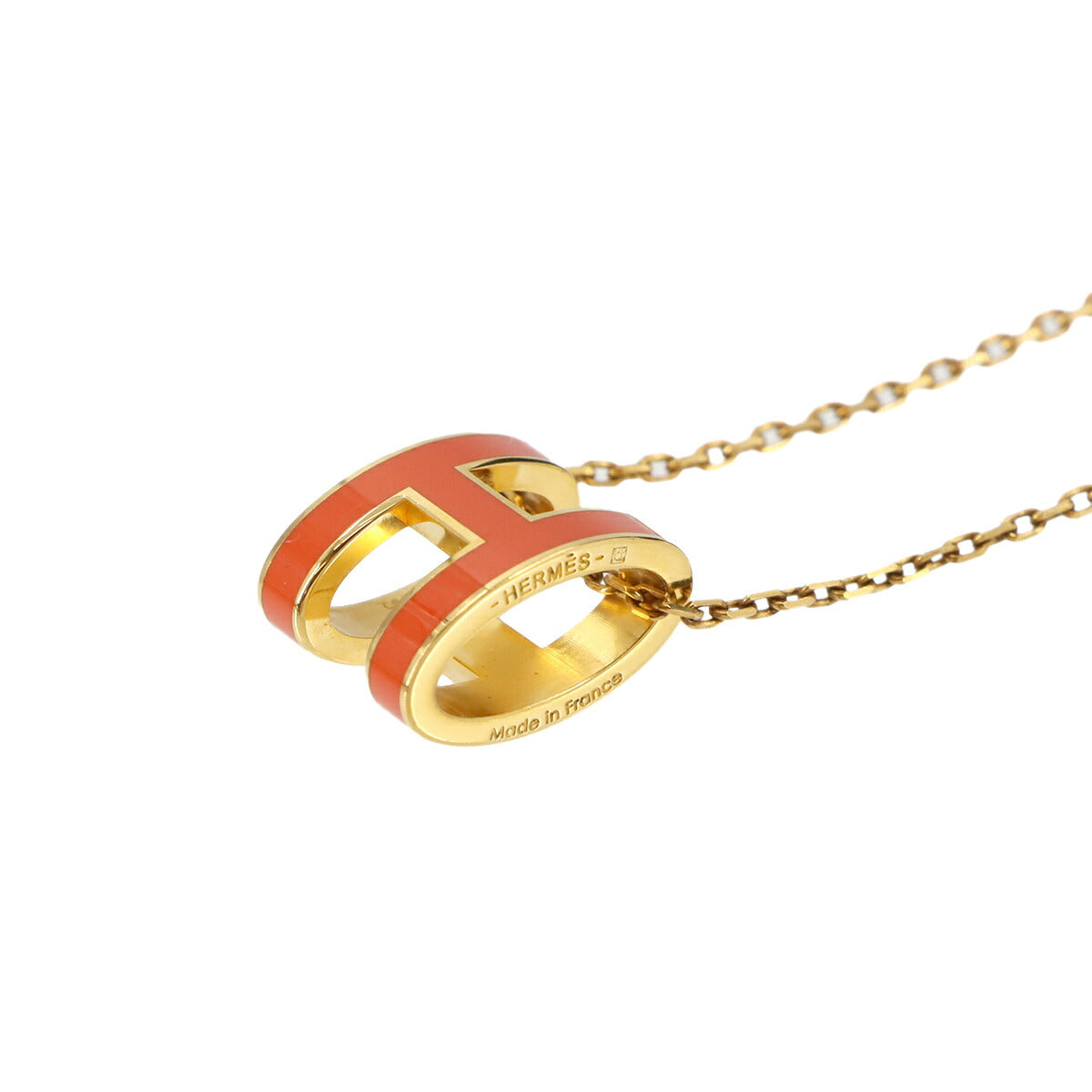 Pop H Chain Necklace Orange graffiti Gold Accessory