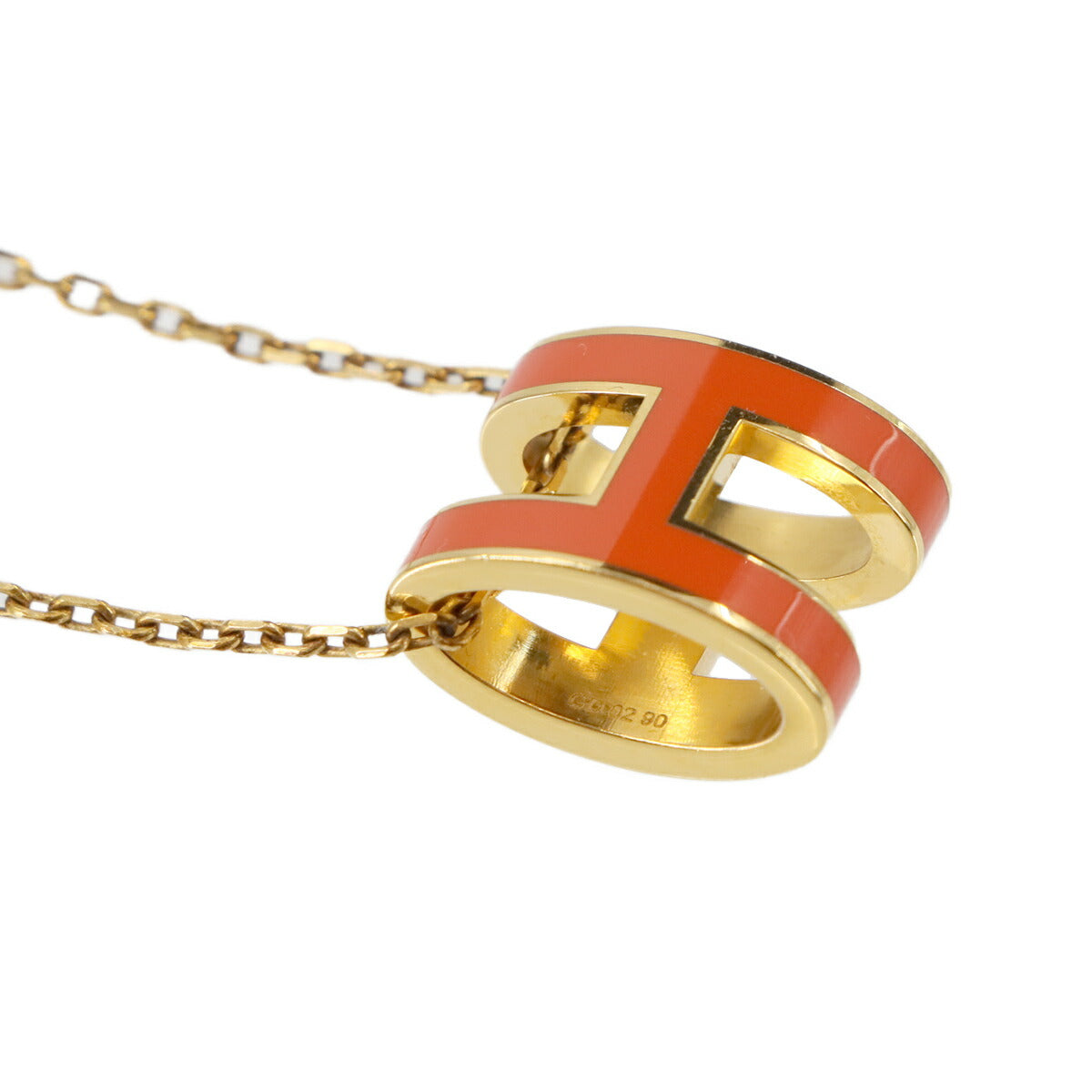 Pop H Chain Necklace Orange graffiti Gold Accessory