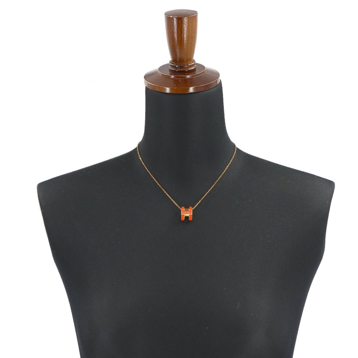 Pop H Chain Necklace Orange graffiti Gold Accessory