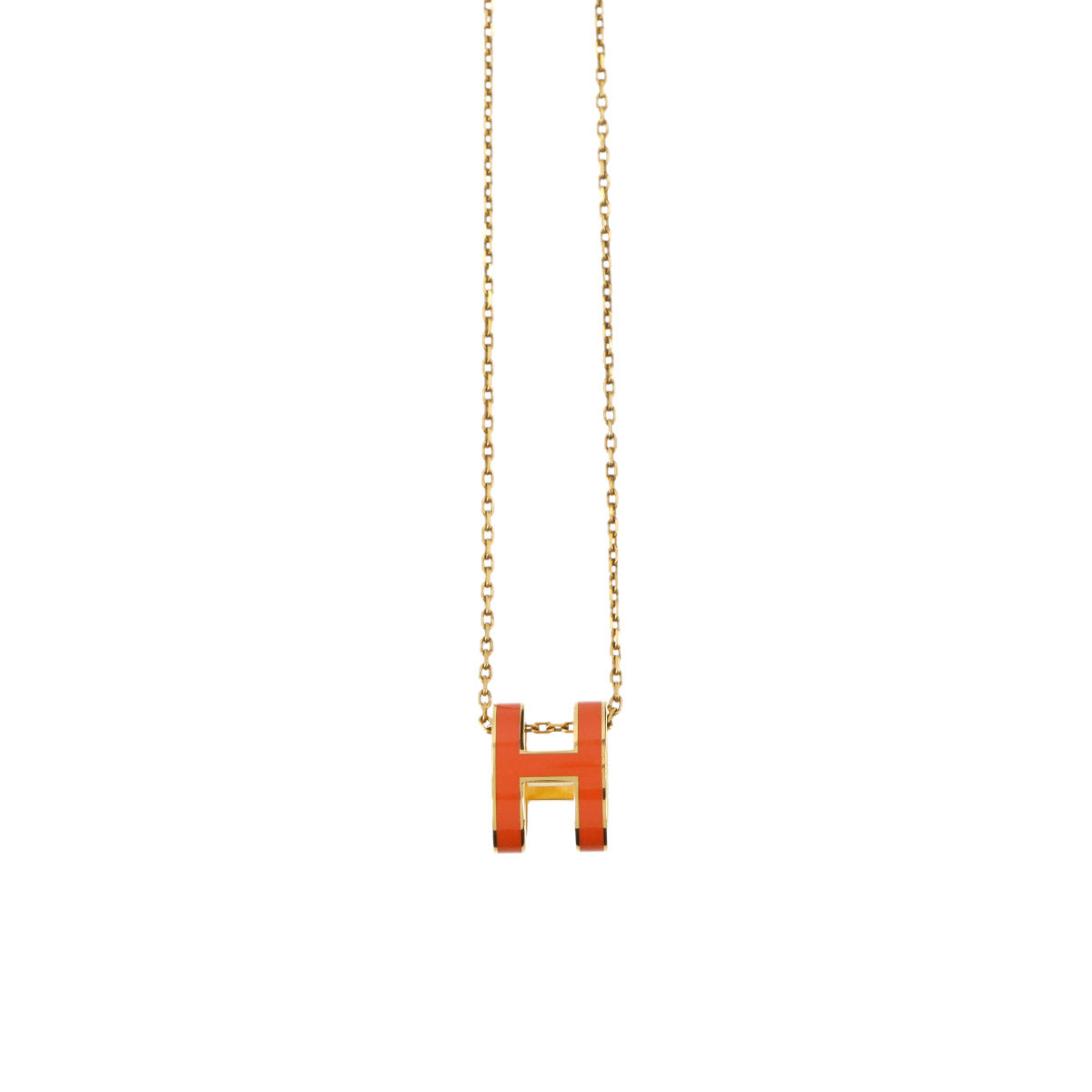 Pop H Chain Necklace Orange graffiti Gold Accessory