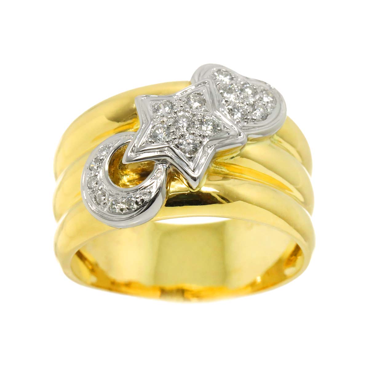 Diamond 0.30ct Ring 18K YG WG 750 size9.5(US)