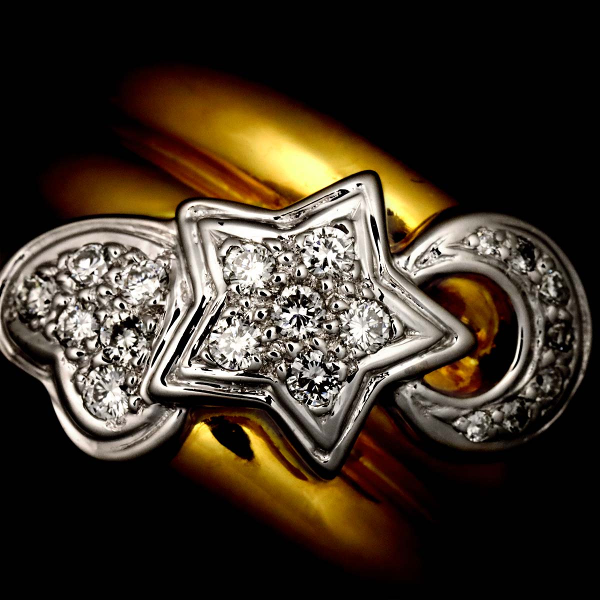 Diamond 0.30ct Ring 18K YG WG 750 size9.5(US)