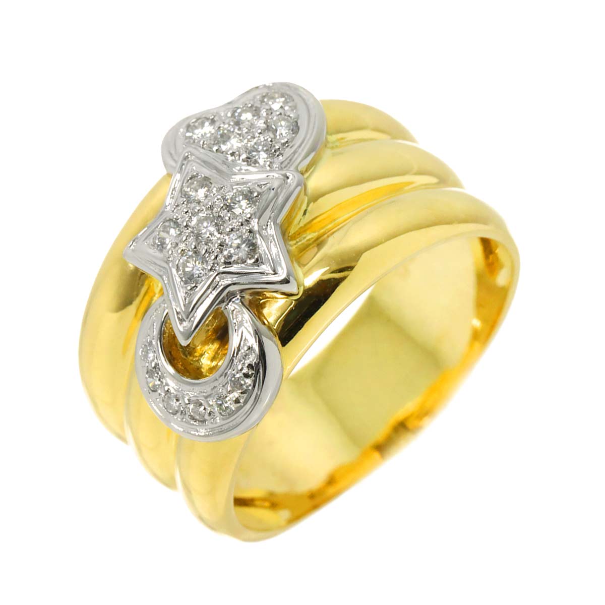 Diamond 0.30ct Ring 18K YG WG 750 size9.5(US)