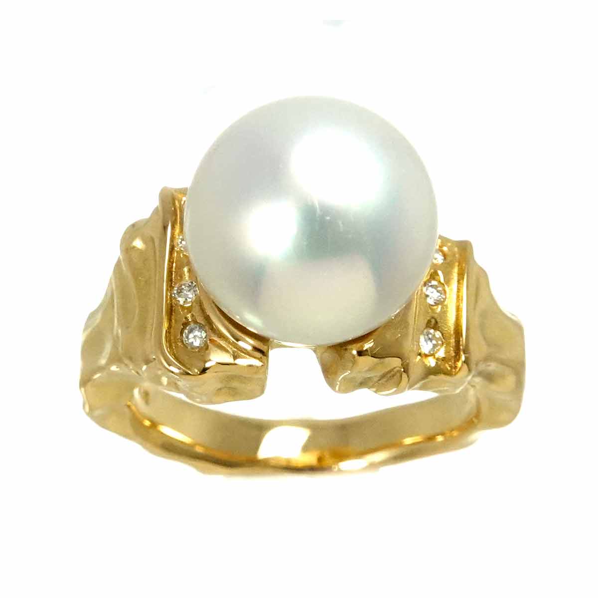 South Sea pearl Diamond 0.04ct Ring 18K YG 750 size5.25(US) 90295447