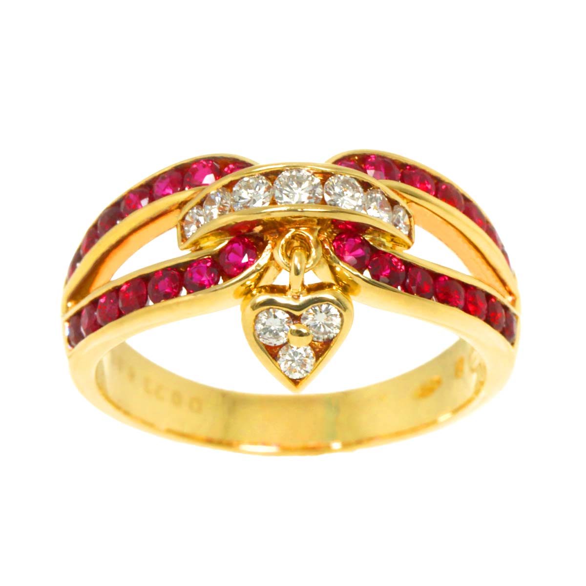 Ruby 0.96ct Diamond 0.23ct Ring 18K YG 750 Size6.5-6.75(US)