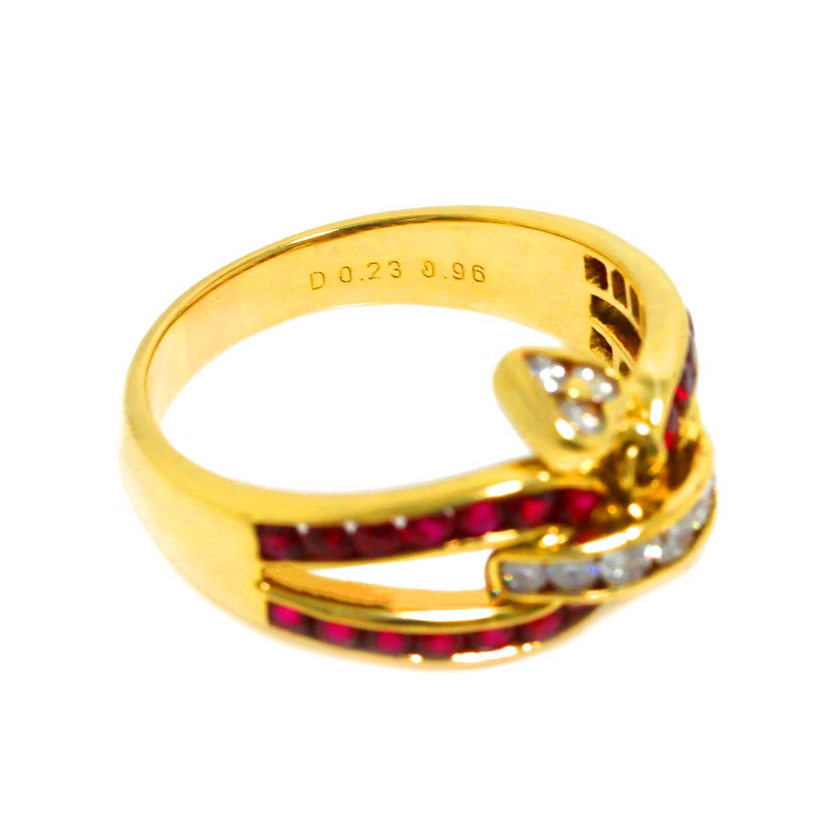 Ruby 0.96ct Diamond 0.23ct Ring 18K YG 750 Size6.5-6.75(US)