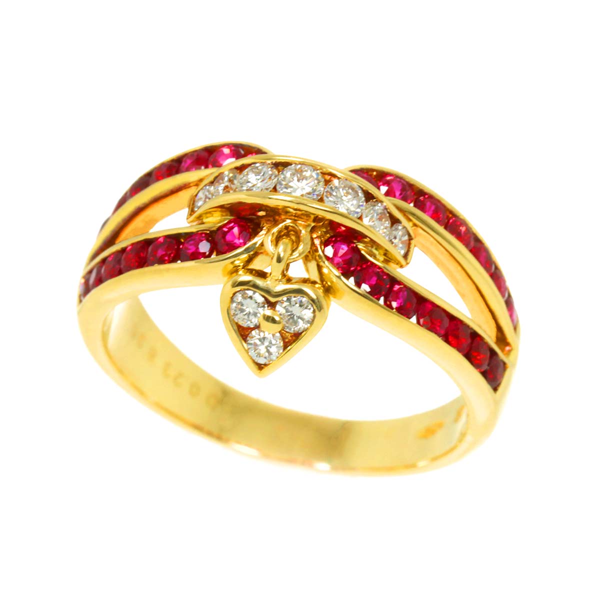Ruby 0.96ct Diamond 0.23ct Ring 18K YG 750 Size6.5-6.75(US)