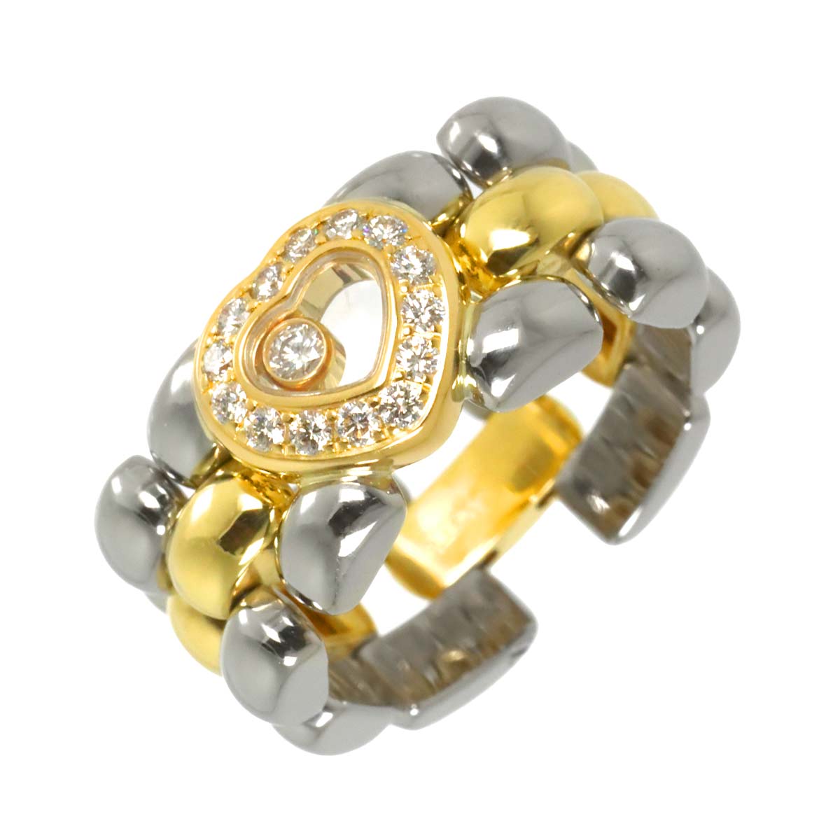 Happy Diamond Ring 18K YG 750 SS Size6-6.25(US)