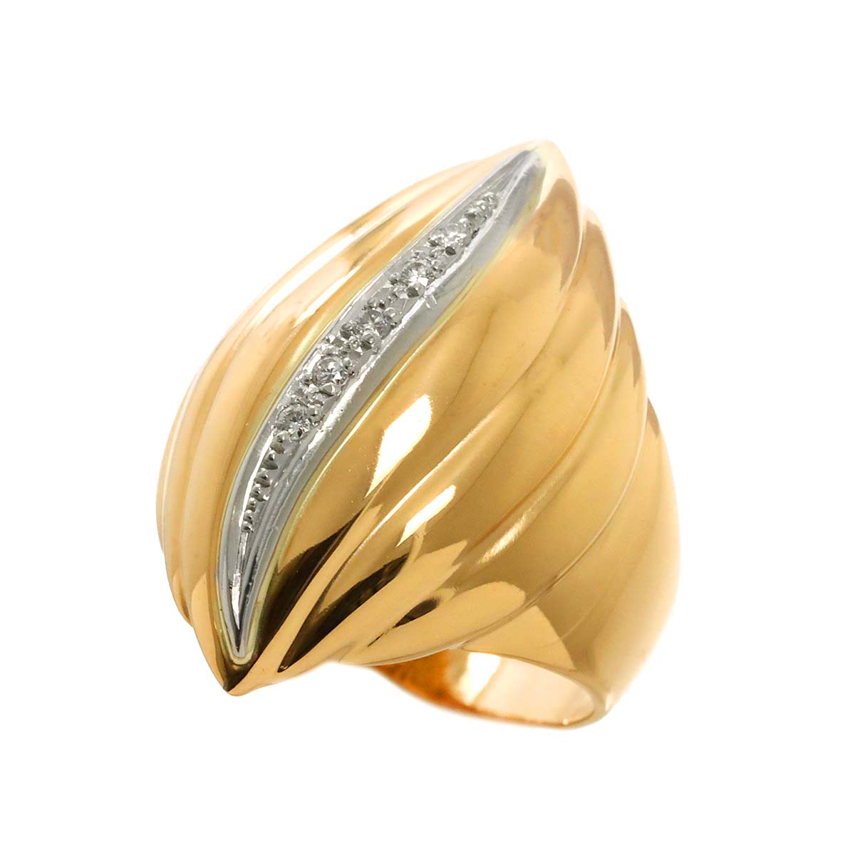 Diamond Ring 18K YG Yellow Gold Pt 750 6(US)