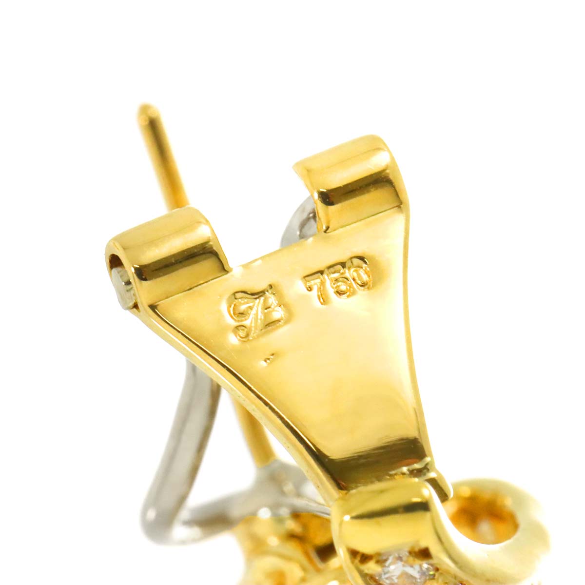 Akoya Pearl 7.8mm Diamond Ruby Earrings Pierced 18K YG 750