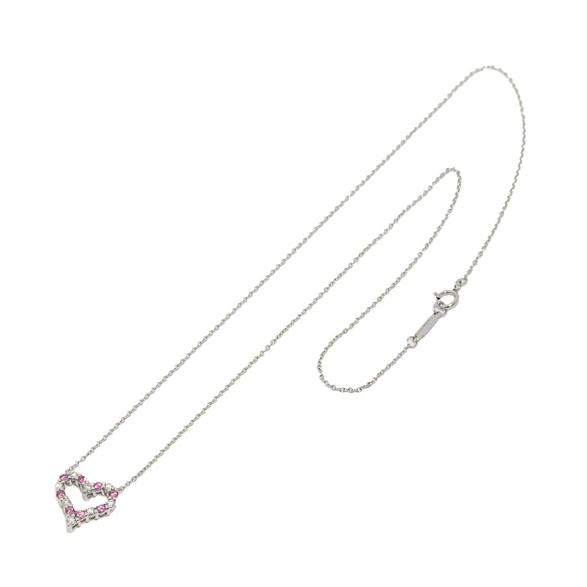 Sentimental Heart Sapphire Diamond Necklace Platinum