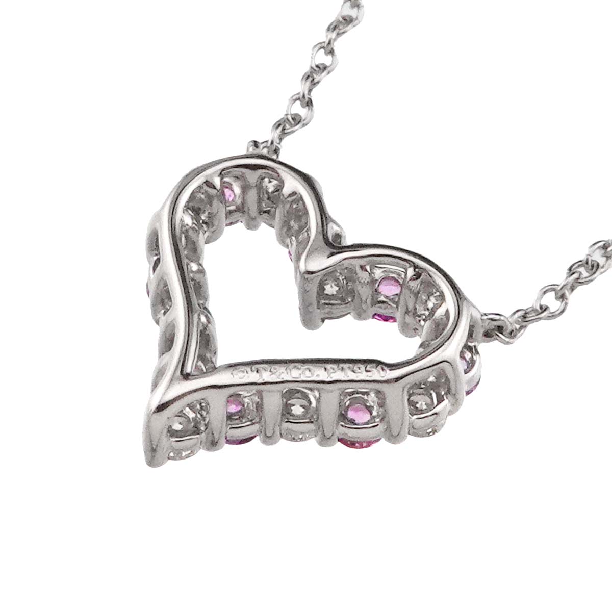 Sentimental Heart Sapphire Diamond Necklace Platinum