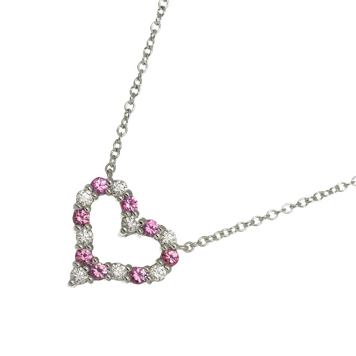Sentimental Heart Sapphire Diamond Necklace Platinum