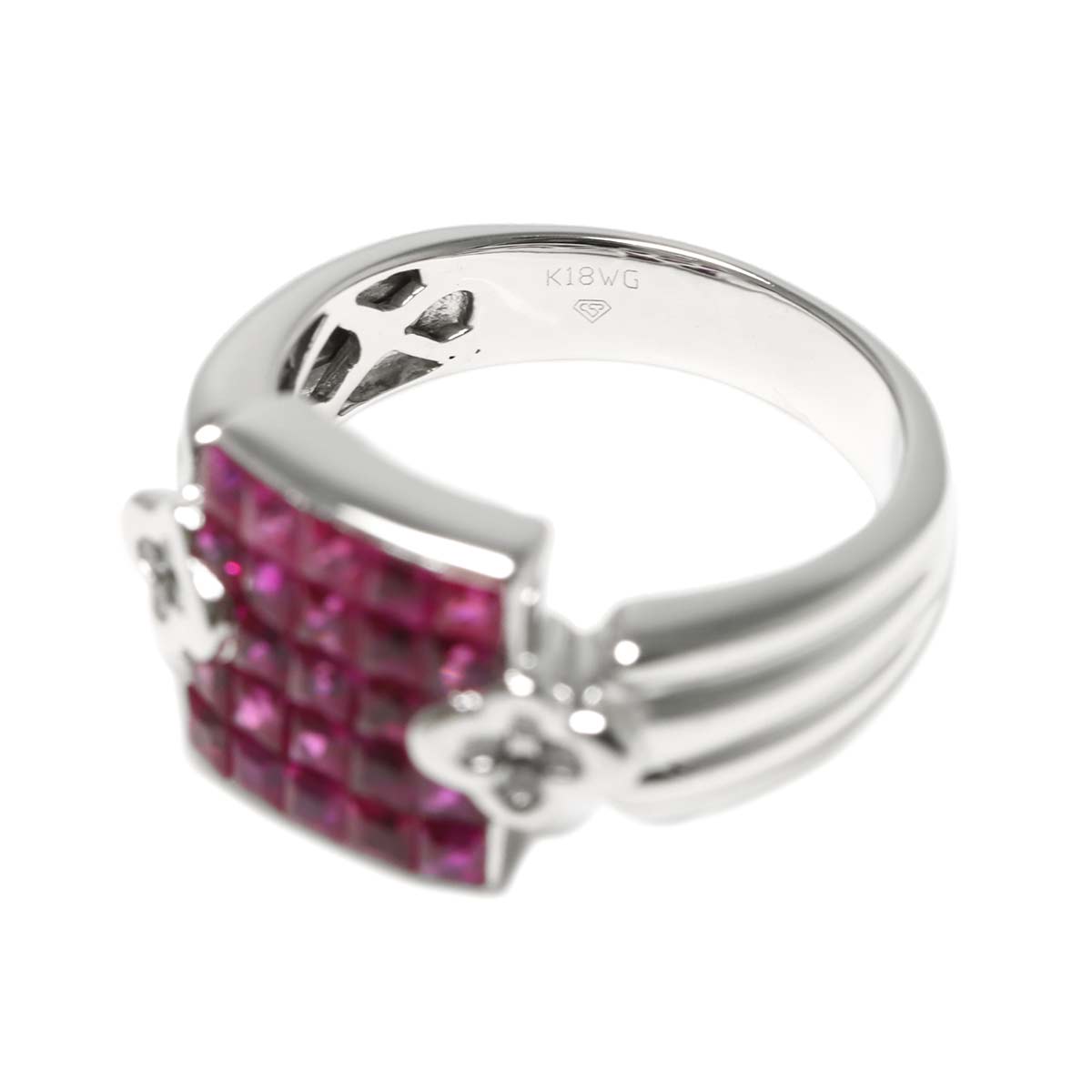 Ruby Diamond Ring 18K WG 750 size4.75-5(US)