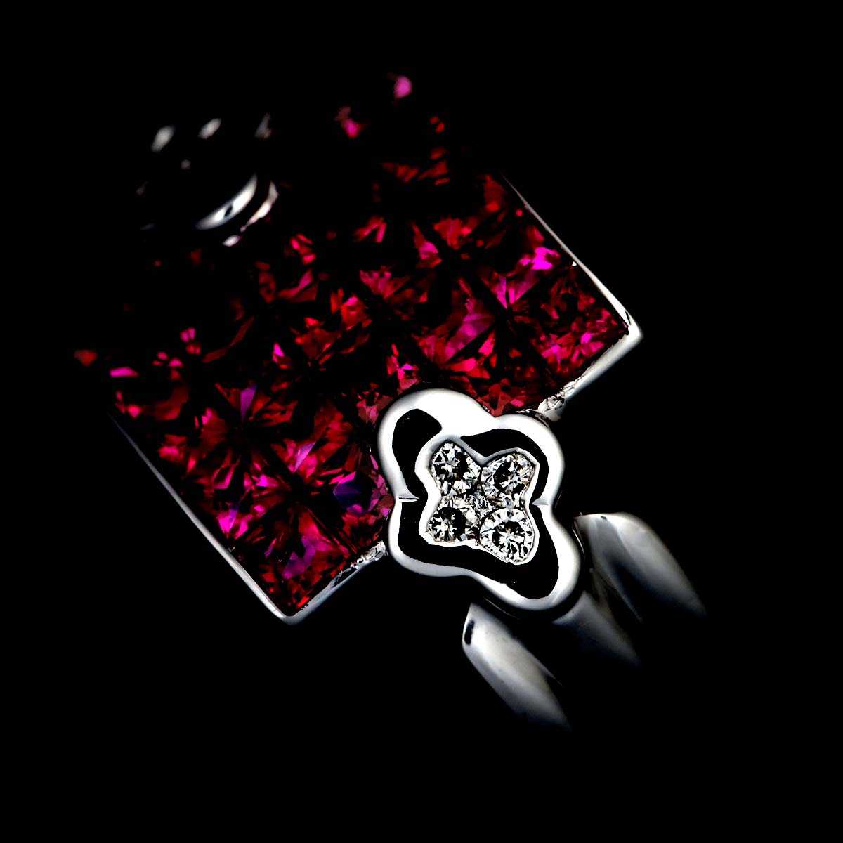 Ruby Diamond Ring 18K WG 750 size4.75-5(US)