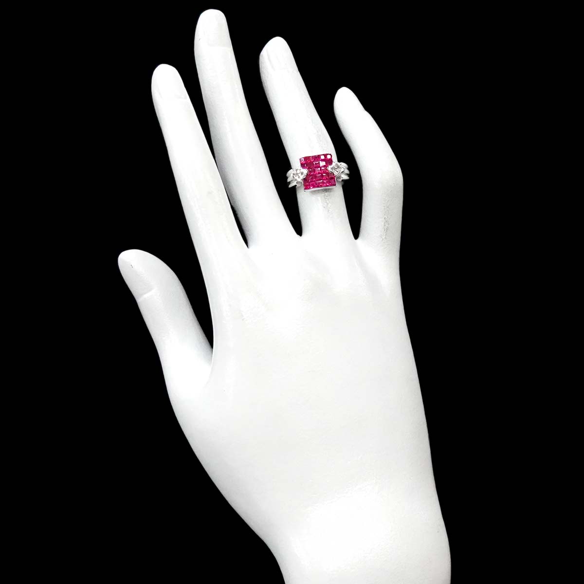 Ruby Diamond Ring 18K WG 750 size4.75-5(US)