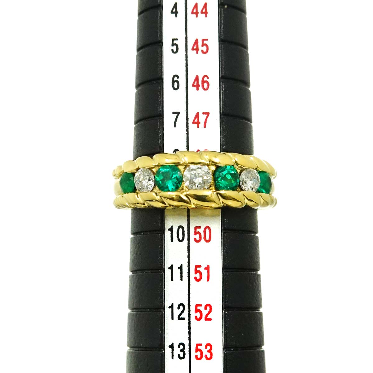 Emerald 0.45ct Diamond 0.34ct Ring 18K YG 750 size4.5-4.75((US)