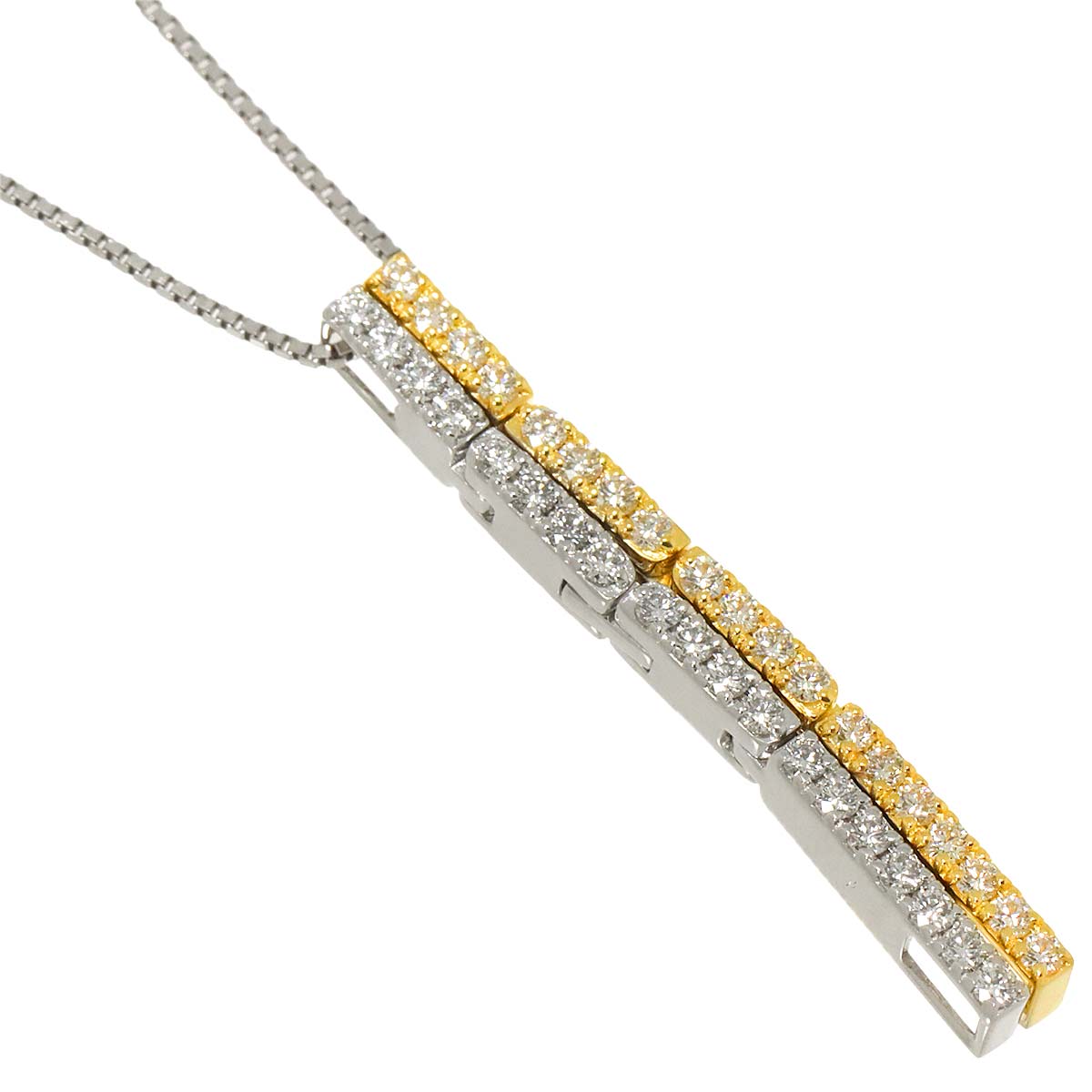 Diamond 0.32ct/0.32ct Necklace K18 WG YG 750