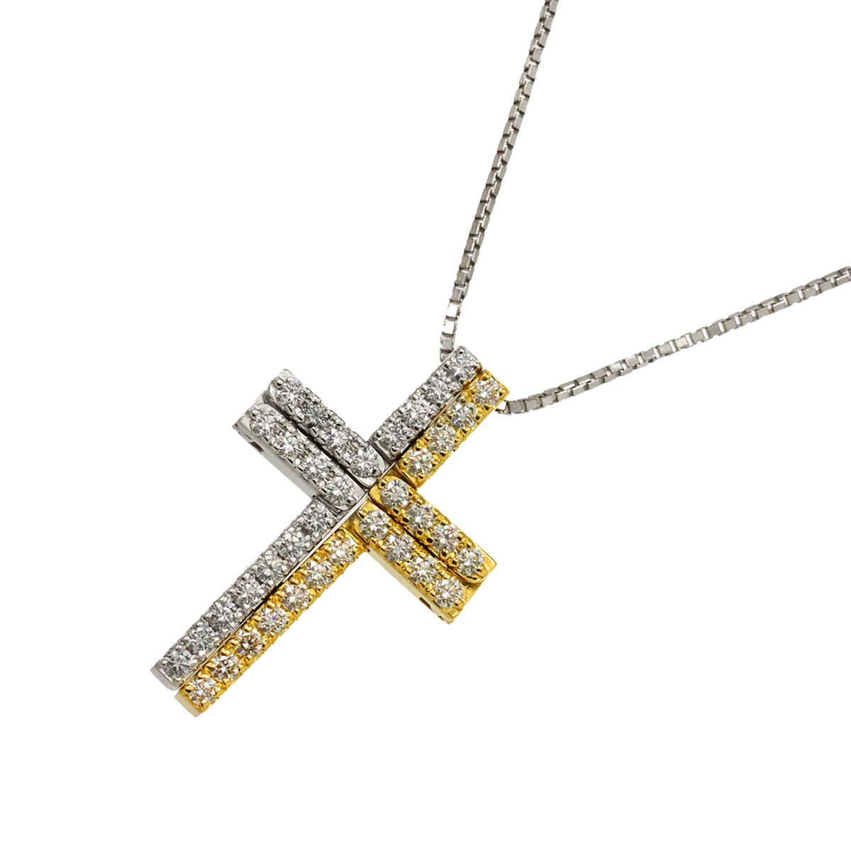 Diamond 0.32ct/0.32ct Necklace K18 WG YG 750