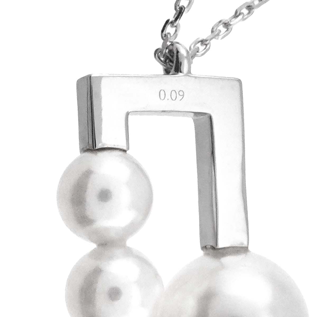 Balance Akoya Pearl 8.9-5.3mm Diamond 0.09ct Necklace 18K WG 750