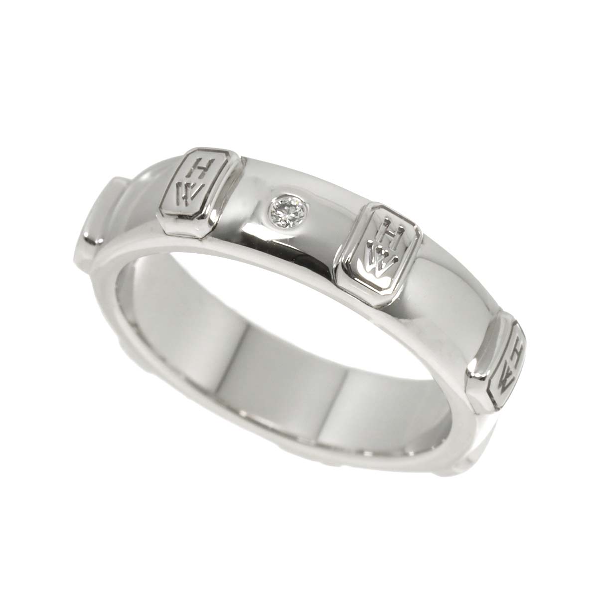 HW Logo Diamond Ring 18K WG 750 size4.5US)
