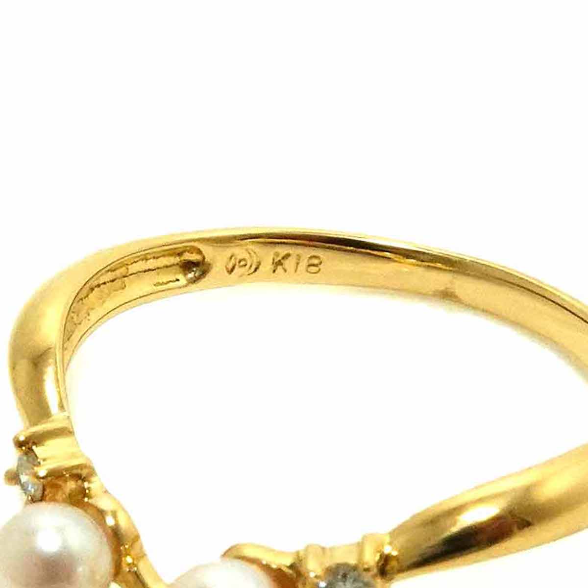 Akoya pearl 3.6mm Diamond 0.03ct Ring 18K YG 5.25-5.5(US)