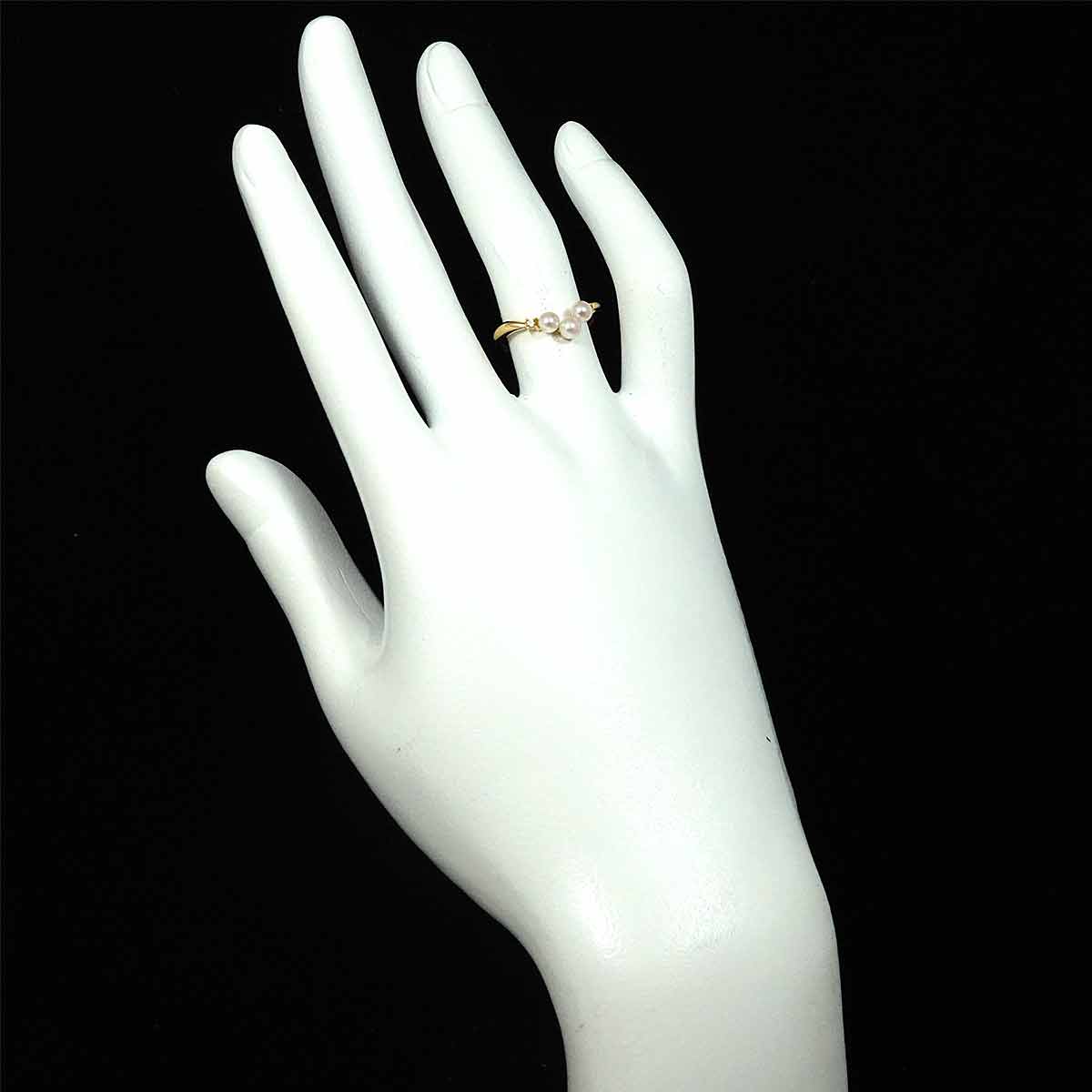 Akoya pearl 3.6mm Diamond 0.03ct Ring 18K YG 5.25-5.5(US)