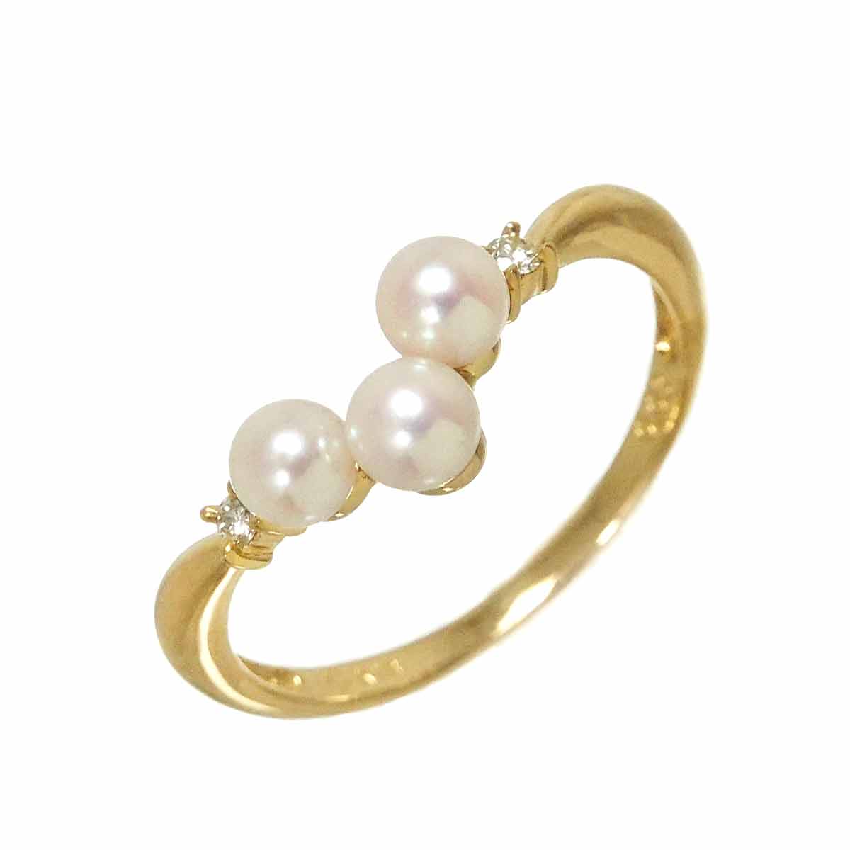 Akoya pearl 3.6mm Diamond 0.03ct Ring 18K YG 5.25-5.5(US)