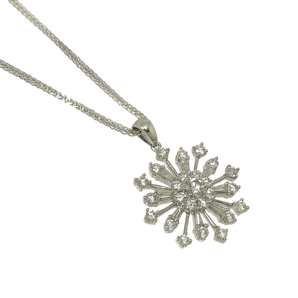 Diamond 1.28ct Necklace 18K WG White Gold 750