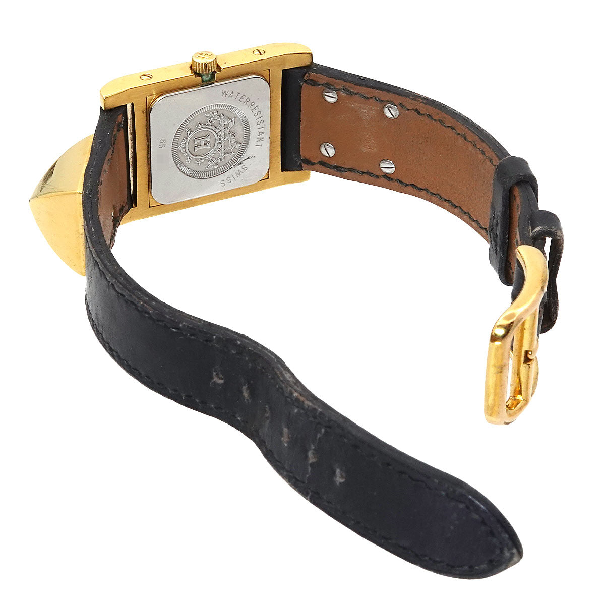 Medor Vintage pyramid Gold studs Quartz White Dial Ladies