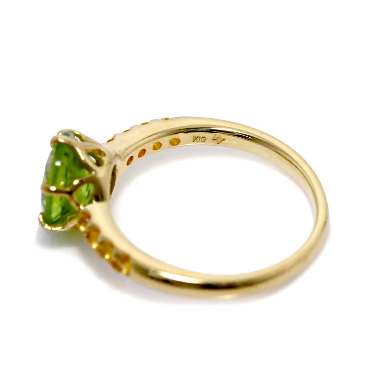 Peridot 1.50ct Sapphire 0.16ct Ring 18K YG 750 4(US)
