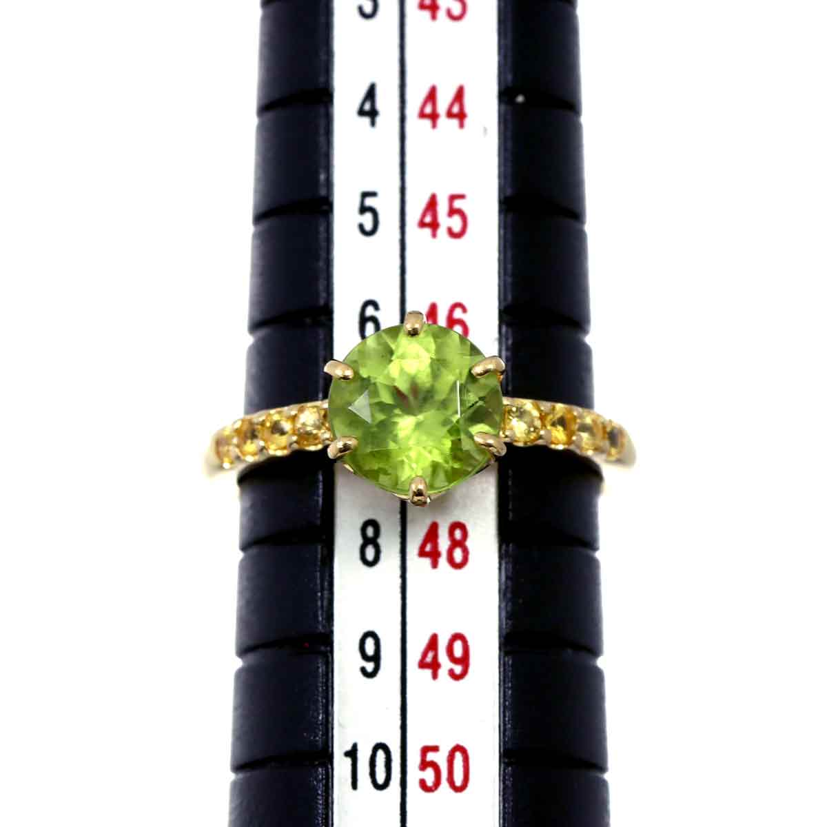 Peridot 1.50ct Sapphire 0.16ct Ring 18K YG 750 4(US)