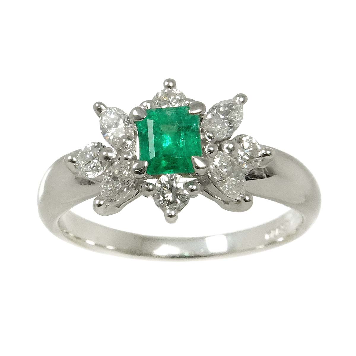 Emerald 0.36ct Diamond 0.53ct Ring Pt Platinum Size6.25-6.5(US)