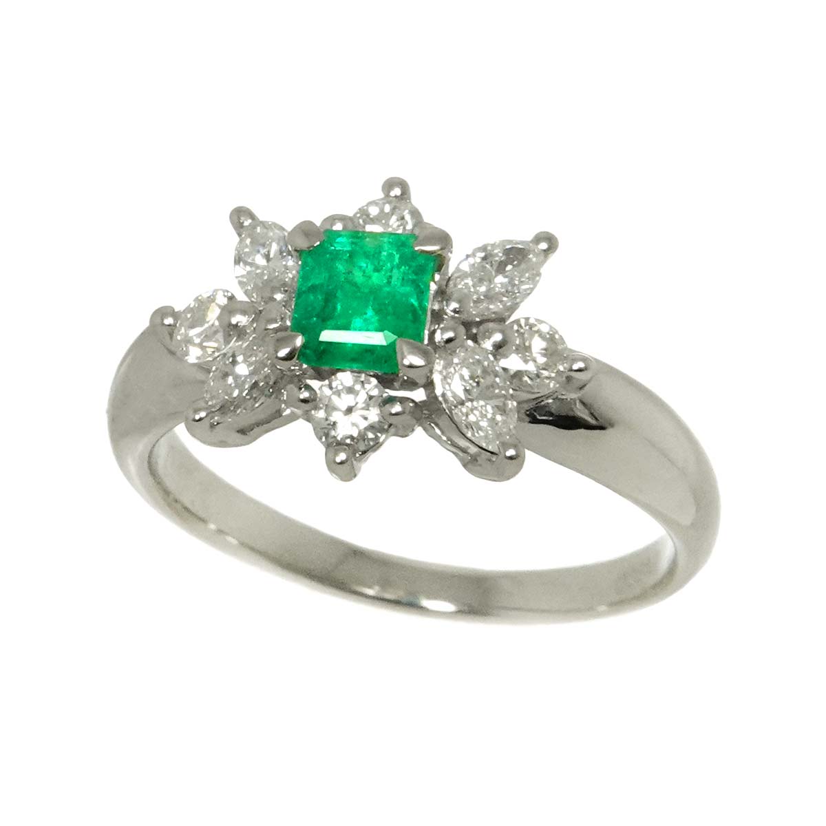 Emerald 0.36ct Diamond 0.53ct Ring Pt Platinum Size6.25-6.5(US)