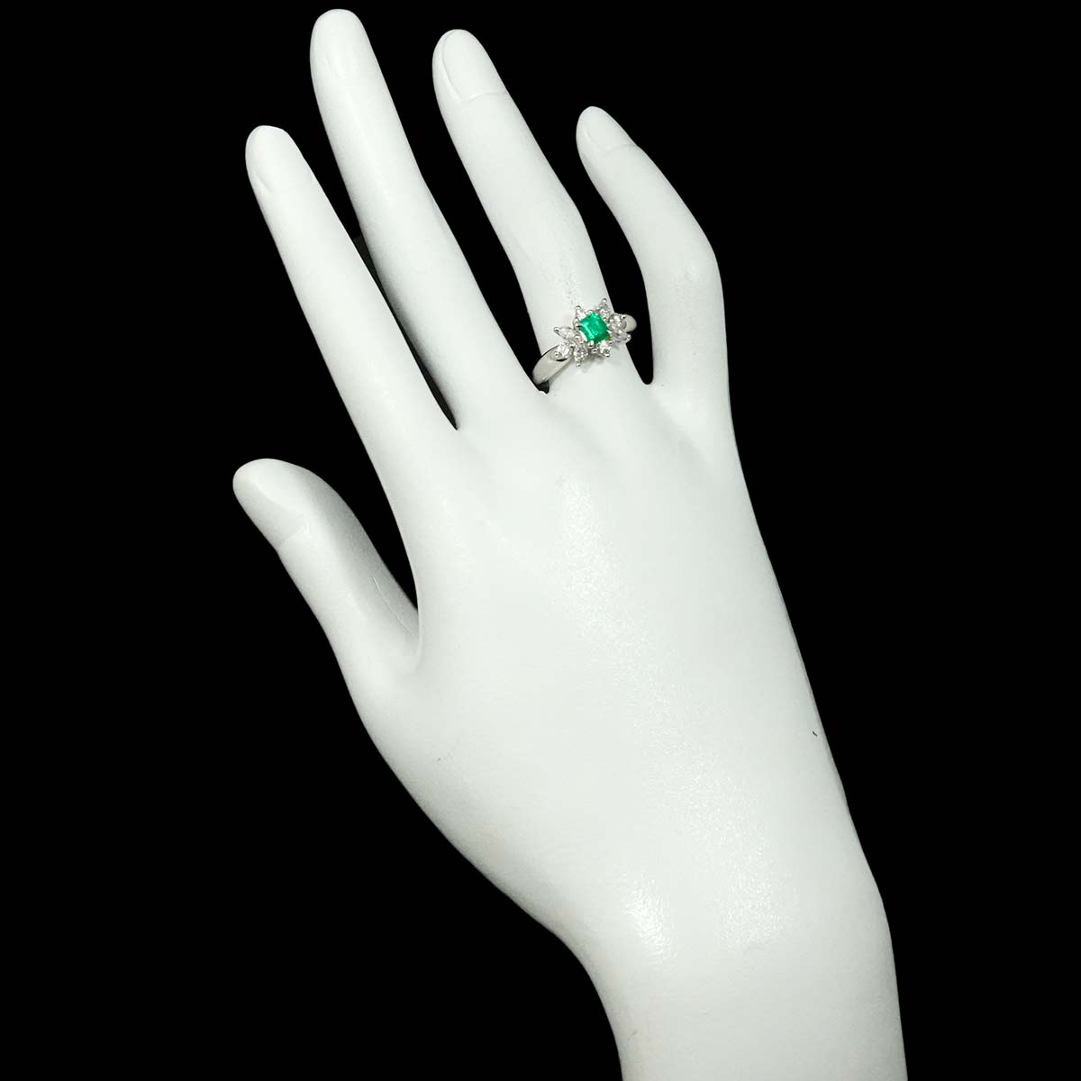 Emerald 0.36ct Diamond 0.53ct Ring Pt Platinum Size6.25-6.5(US)