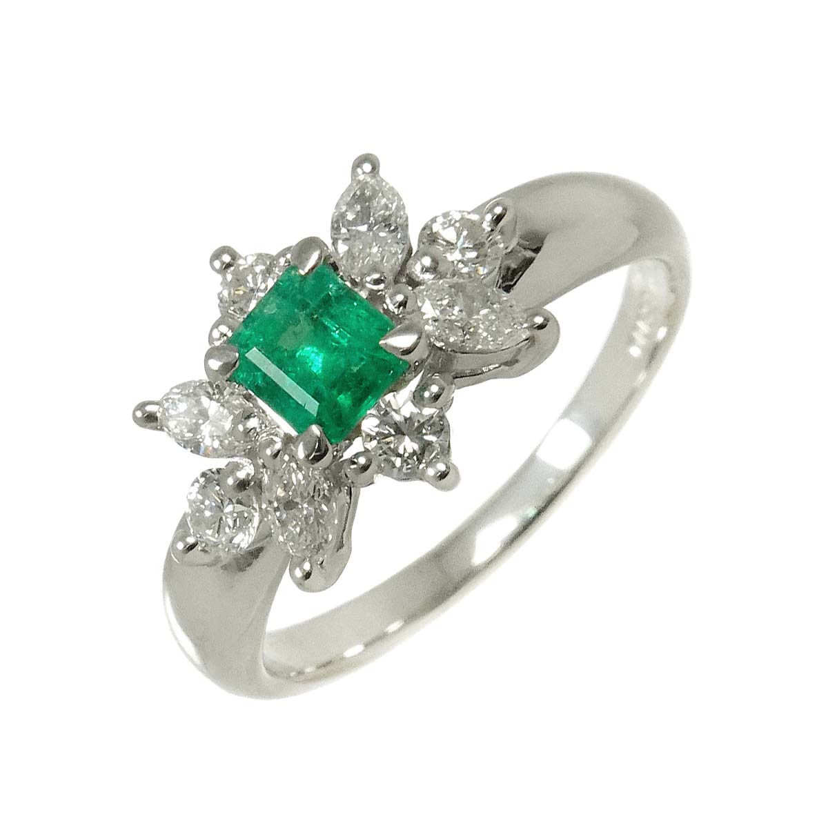 Emerald 0.36ct Diamond 0.53ct Ring Pt Platinum Size6.25-6.5(US)