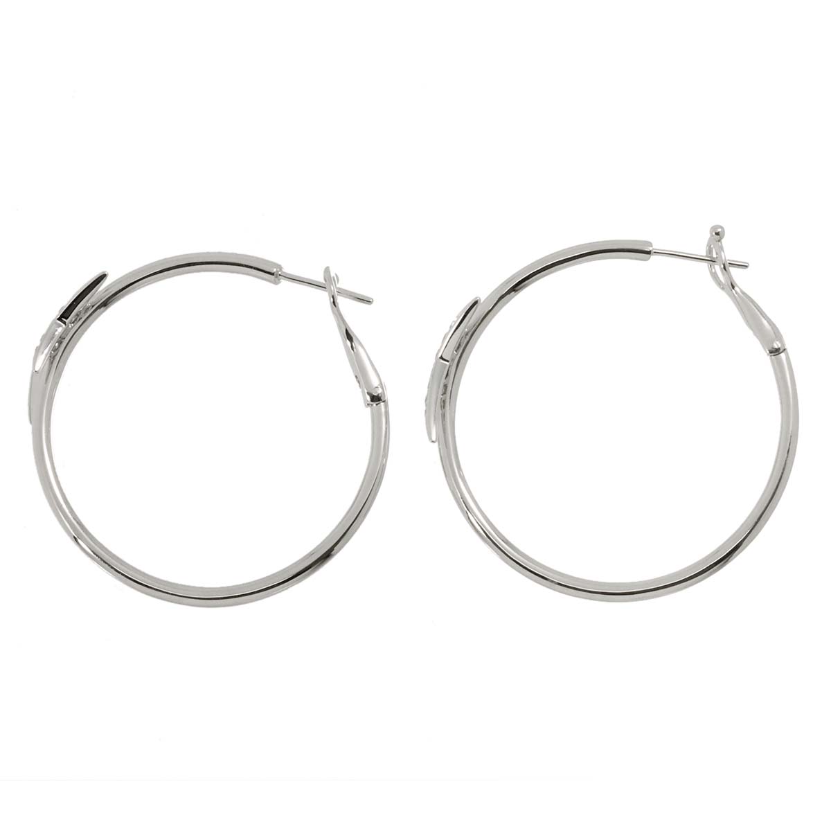 Diamond Hoop Earrings Pierced 18K WG 750