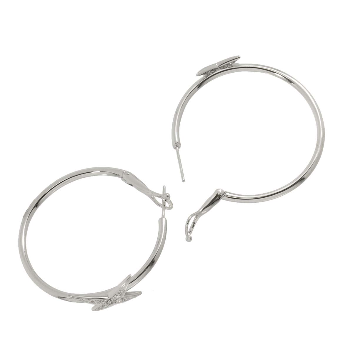 Diamond Hoop Earrings Pierced 18K WG 750